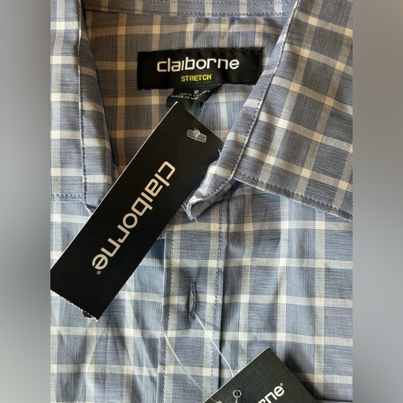 Claiborne Men's Blue Checkered Shirt - Picture 2 of 3